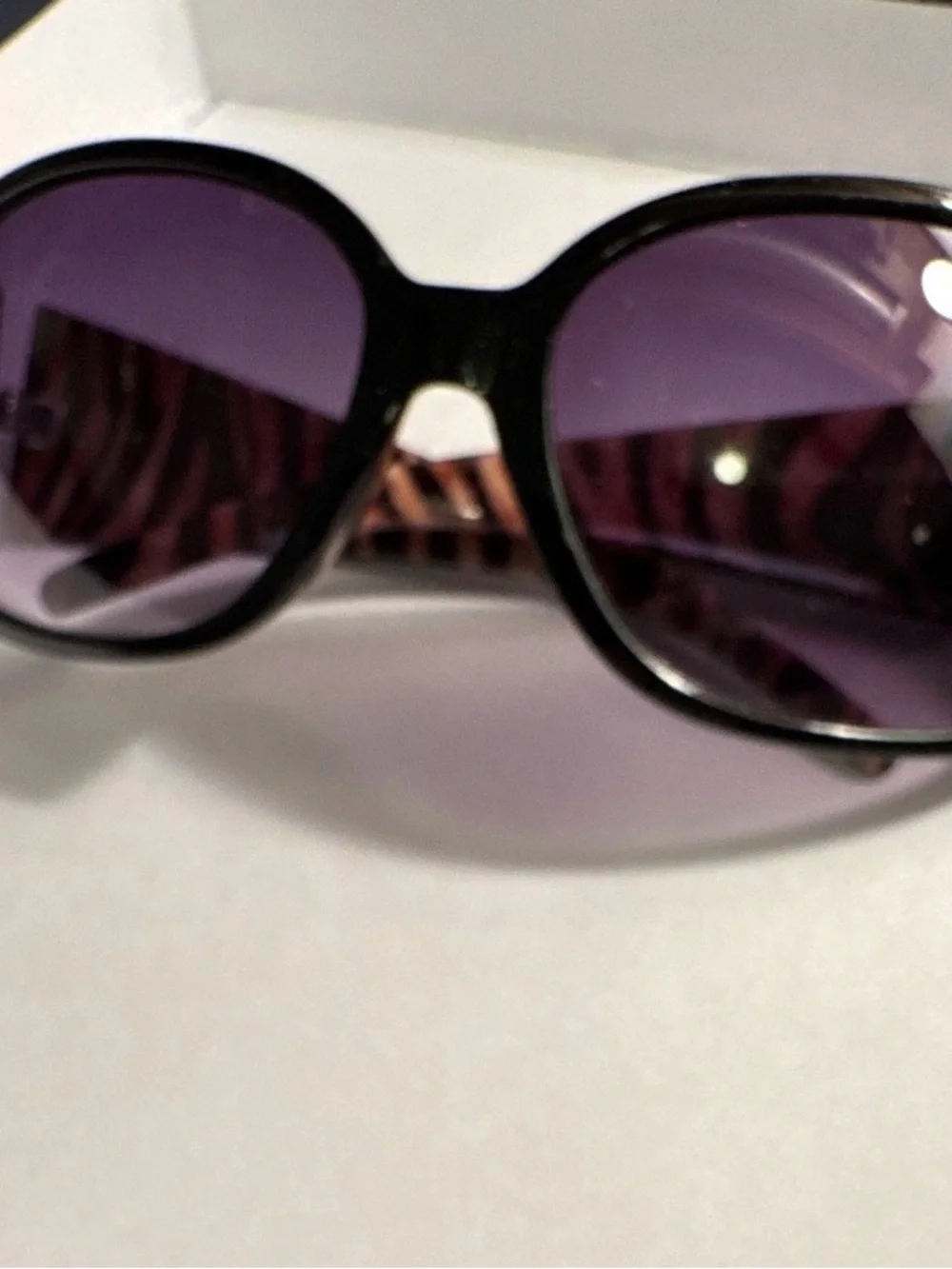 Women's Oversized Sunglasses - Black Frame with Purple Lenses